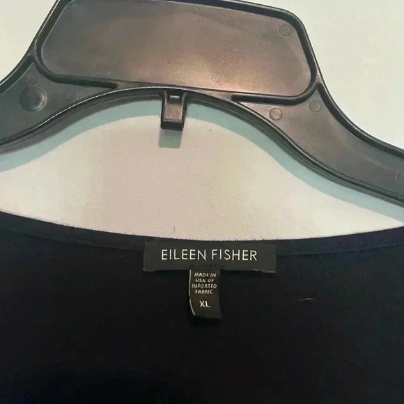 Eileen Fisher Womens Jersey Scoop Neck Long Sleeve Top Blouse Size XL Blue/Black - Picture 4 of 4